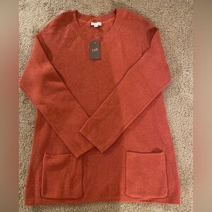 Womens J. Jill Long Sleeve Crewneck Sweater Pullover Women's Small Red Pockets